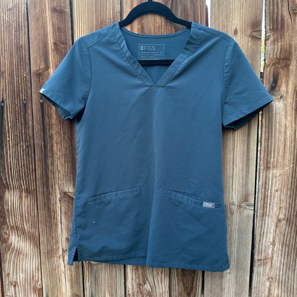 Figs Deep gray Blue Scrub Top